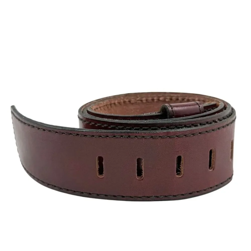 Bechelli Glazed Aniline Cowhide Leather Belt Strap Burgundy Size M 34–36